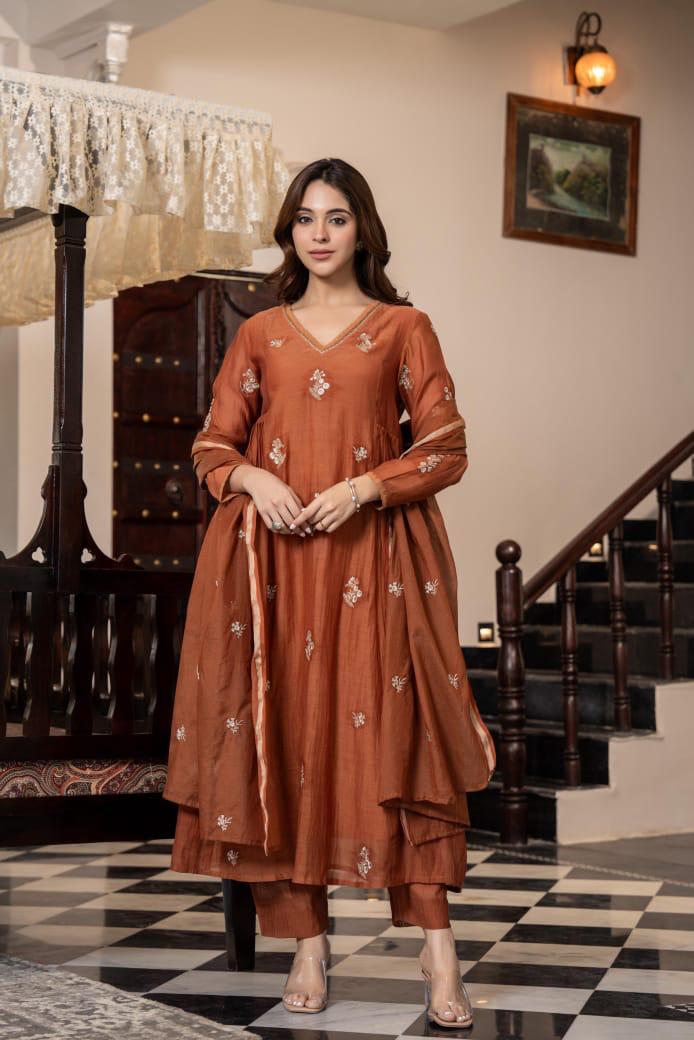 Super gorgeous Mul chanderi suit set