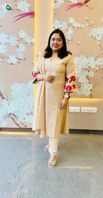 Pretty cotton embroidered full suit set