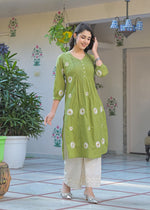 Wow cotton embroidered full suit set with designer pant