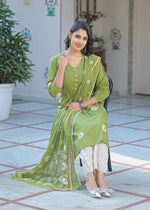Wow cotton embroidered full suit set with designer pant