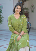 Wow cotton embroidered full suit set with designer pant