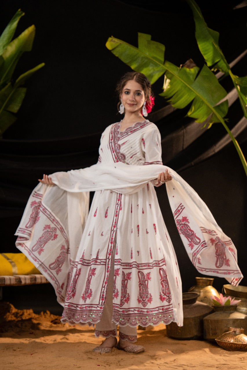 Pure cotton designer Anarkali suit set