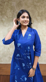 Pure cotton applique work Co ord in blue