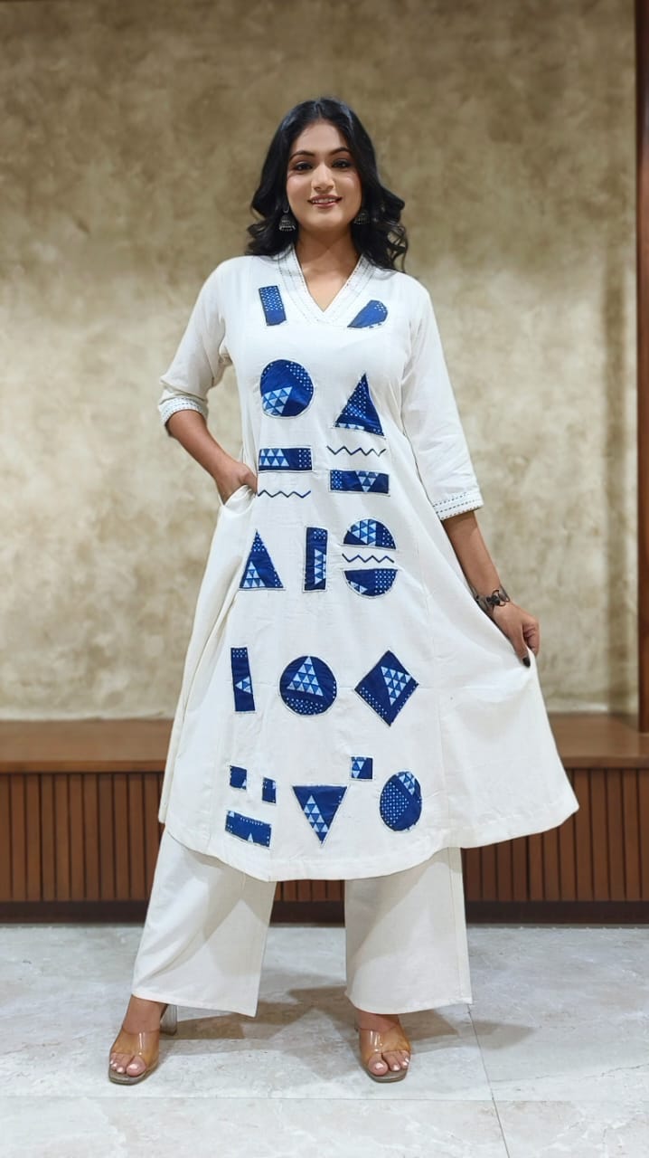 Pure cotton applique work Co ord