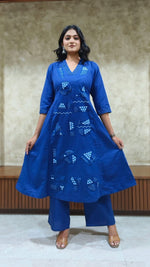 Pure cotton applique work Co ord in blue