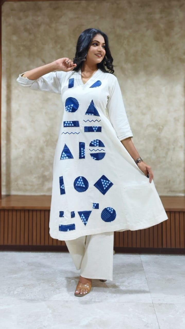 Pure cotton applique work Co ord