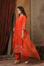 Pure Mul chanderi katha stitch suit set