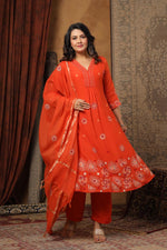 Pure Mul chanderi katha stitch suit set