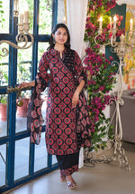 Pure cotton angrakha full suit set in red