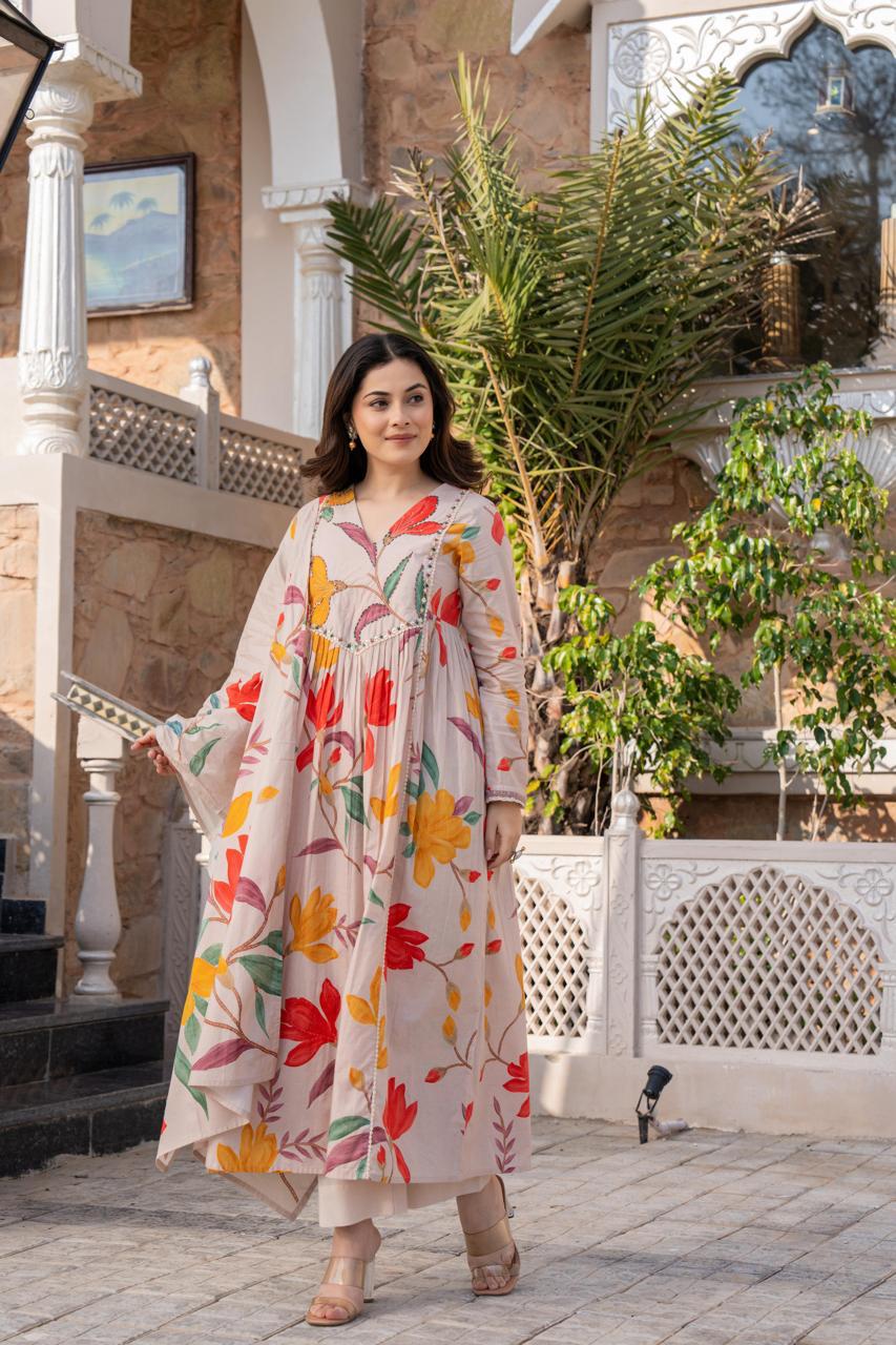 Killer premium cotton digital printed suit set for summer