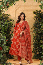 Pure cotton full suit set in rust