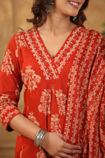 Pure cotton full suit set in rust