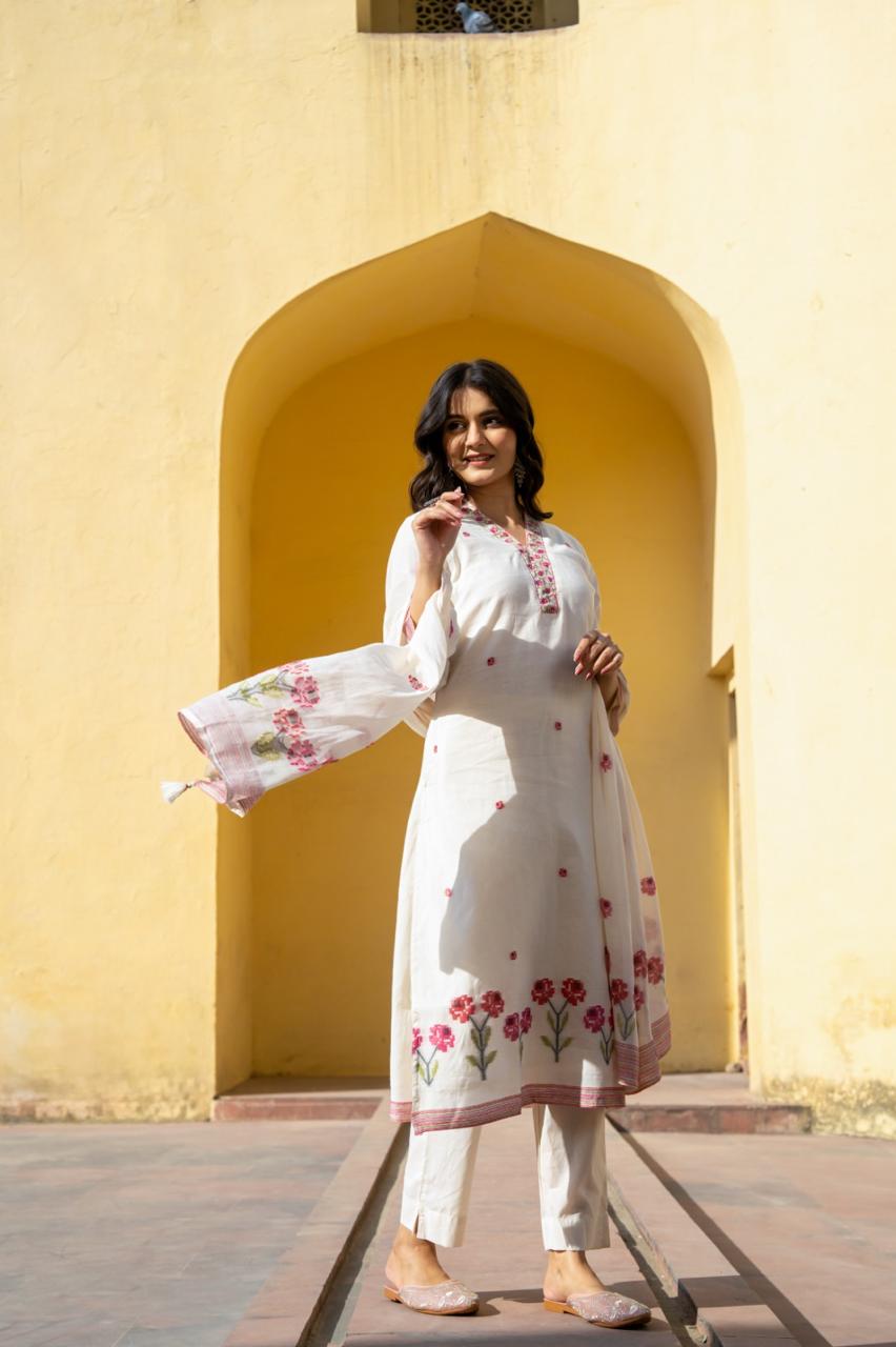 Pure Jamdani a must buy premium cotton suit set