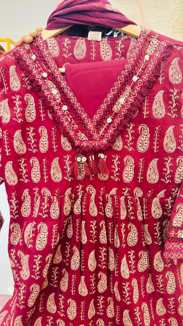 V neck cotton suit set