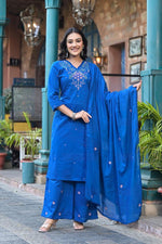 V neck embroidered designer full suit set
