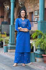 V neck embroidered designer full suit set