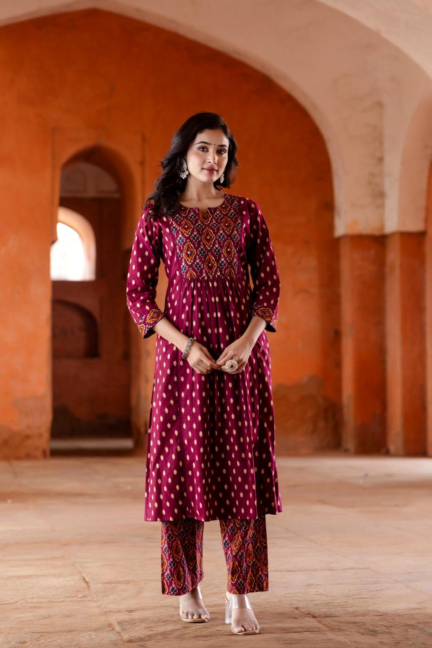 Pure cotton elegant suit set ( actual colour refer in video )