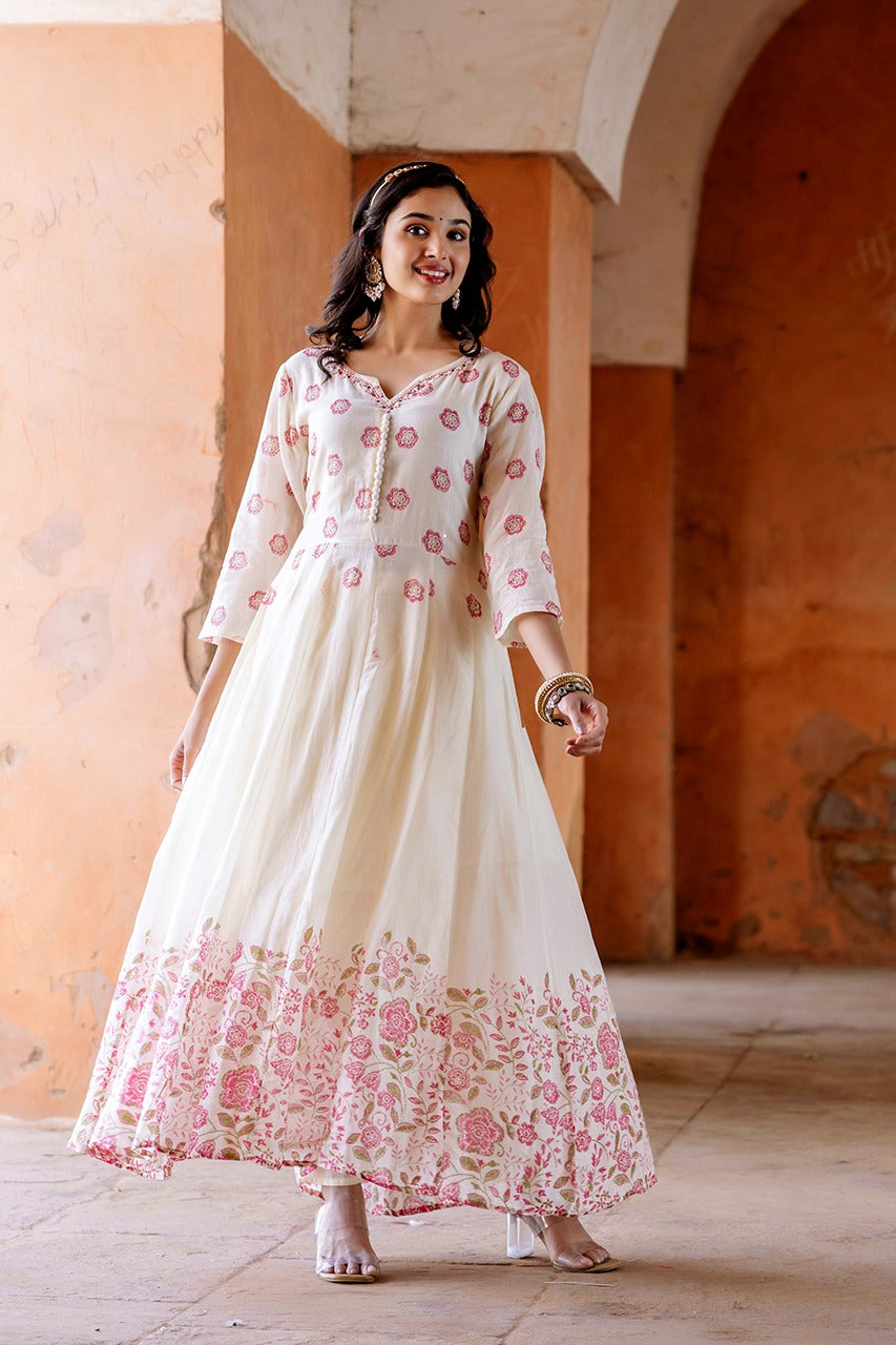 Pure mul cotton lining suit set in pink