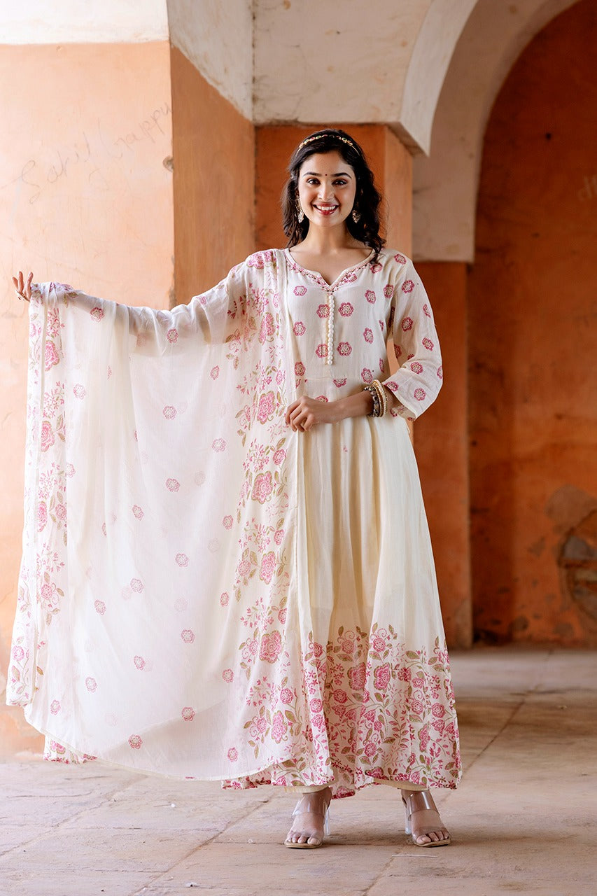 Pure mul cotton lining suit set in pink