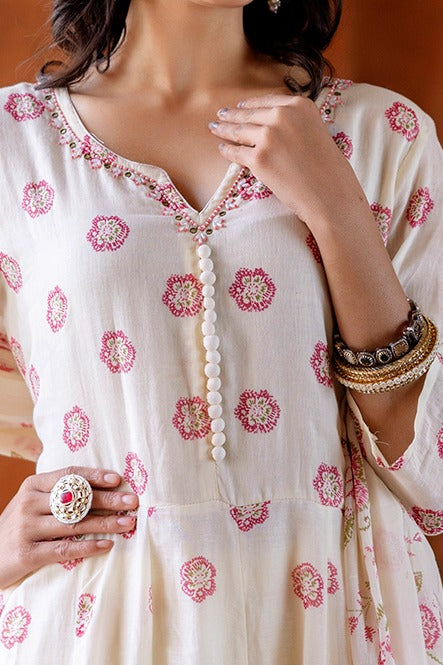 Pure mul cotton lining suit set in pink