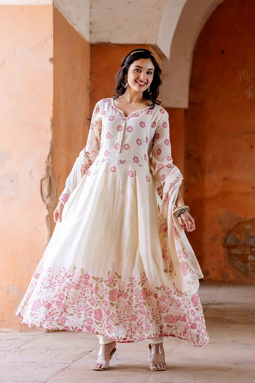 Pure mul cotton lining suit set in pink