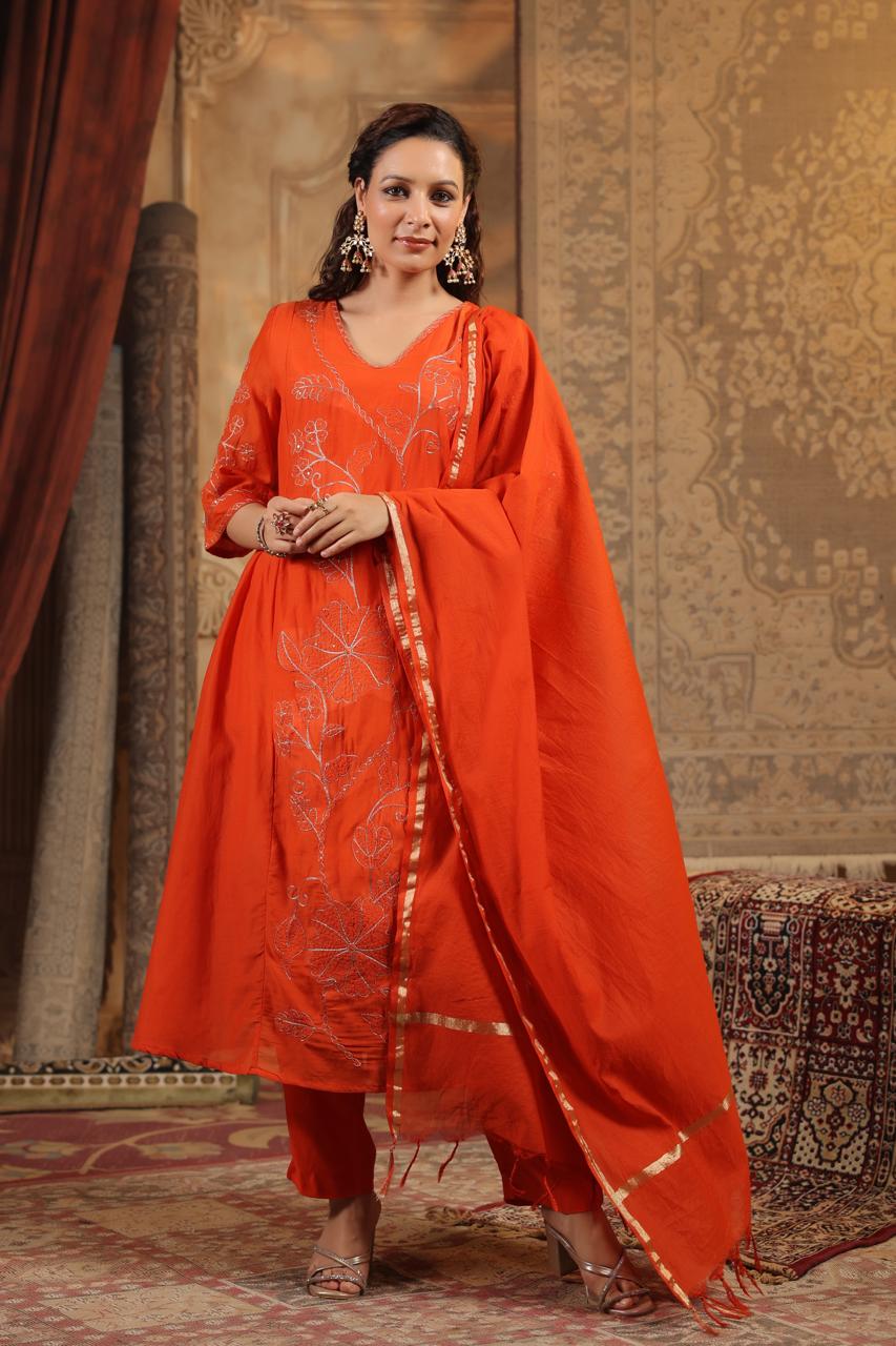 Premium Mul Chanderi lining suit set