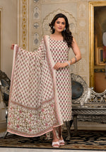 Pure cotton sleeveless suit set ! Designer piece