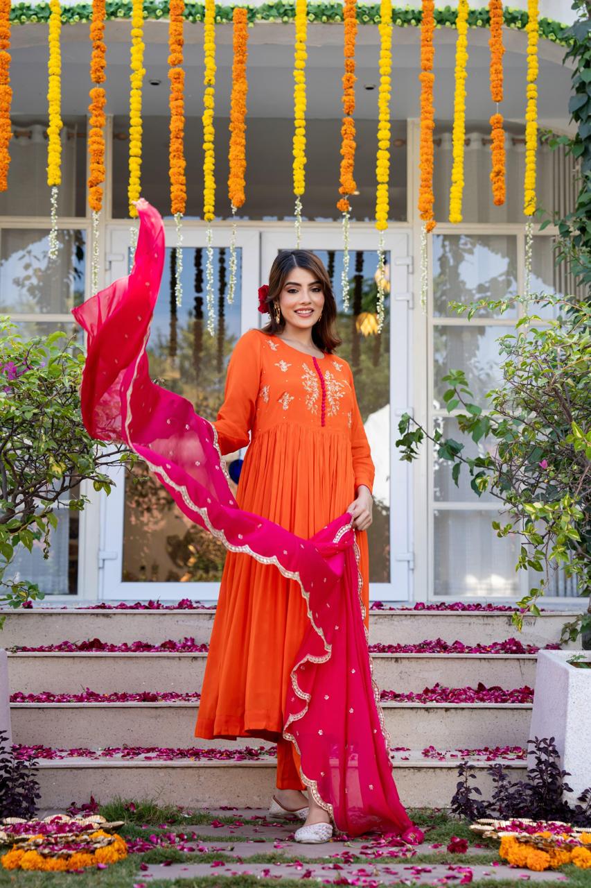 Premium chinon party wear suit set