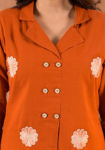 Heavy cotton embroidery Coord set in rust