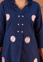 Heavy cotton embroidery Coord set in blue