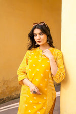 Wow cotton kurta pant with pocket in yellow