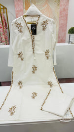 Premium silly cotton lining embroidery suit set with designer pant