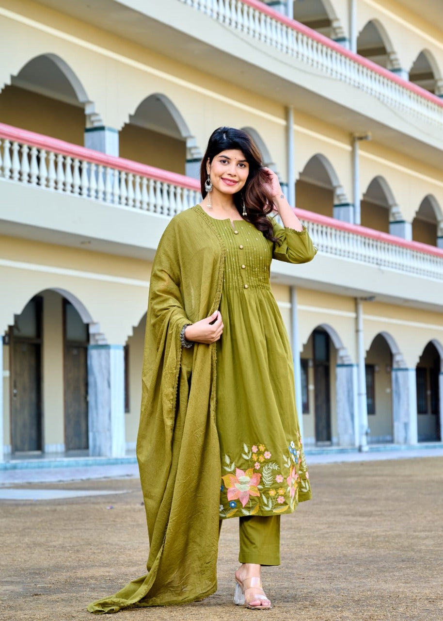 Restocked on high demand !Pure cotton embroidered suit set