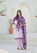 Pure cotton full suit set in purple