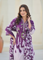 Pure cotton full suit set in purple