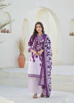 Pure cotton full suit set in purple