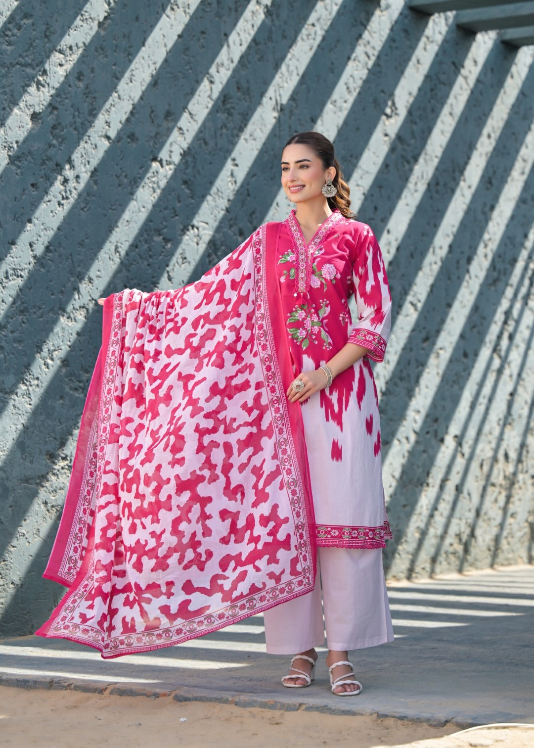 Pure cotton full suit set in pink