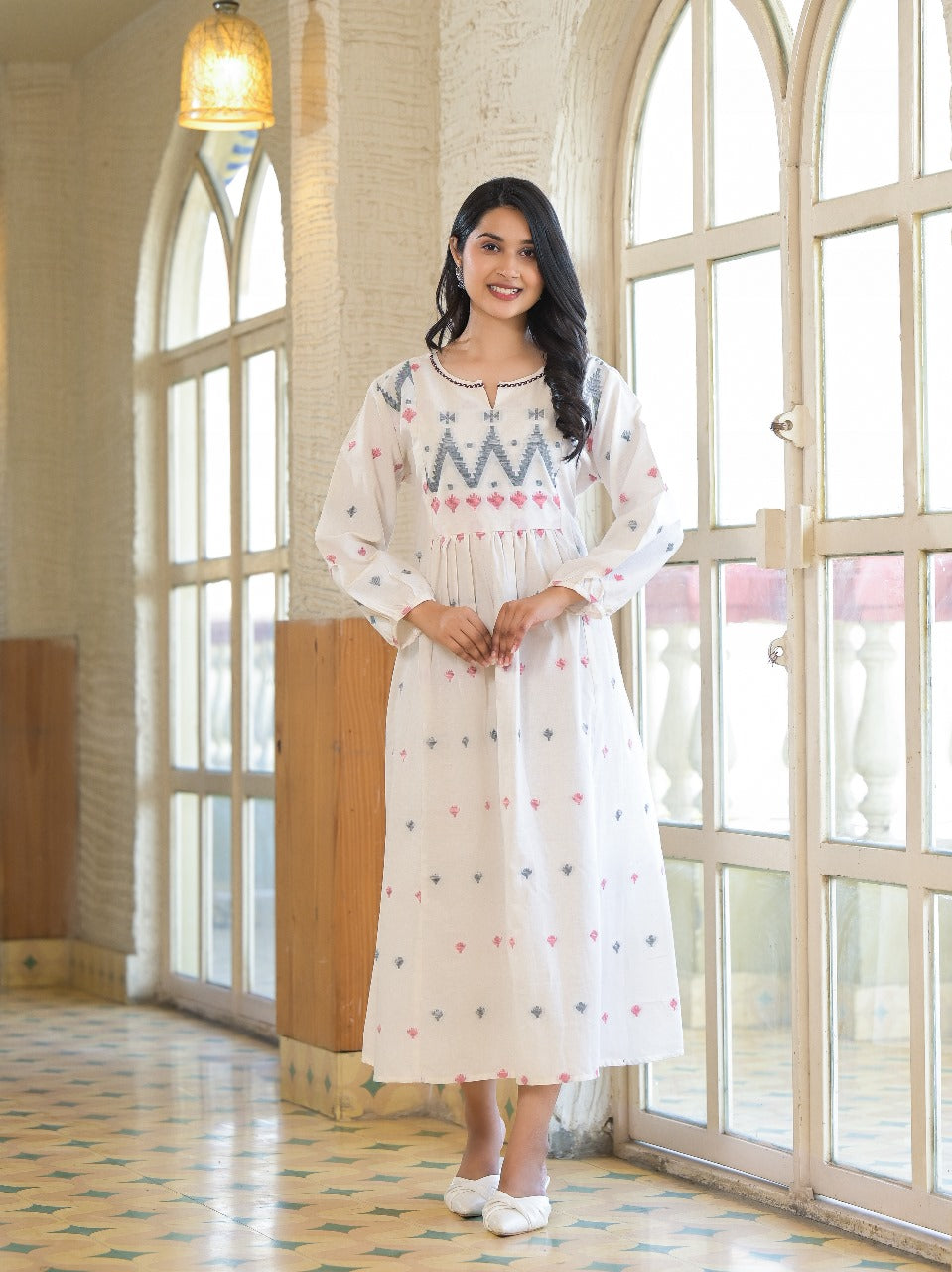 Weaved cotton smart cotton one piece lining dress– Aashvi Couture