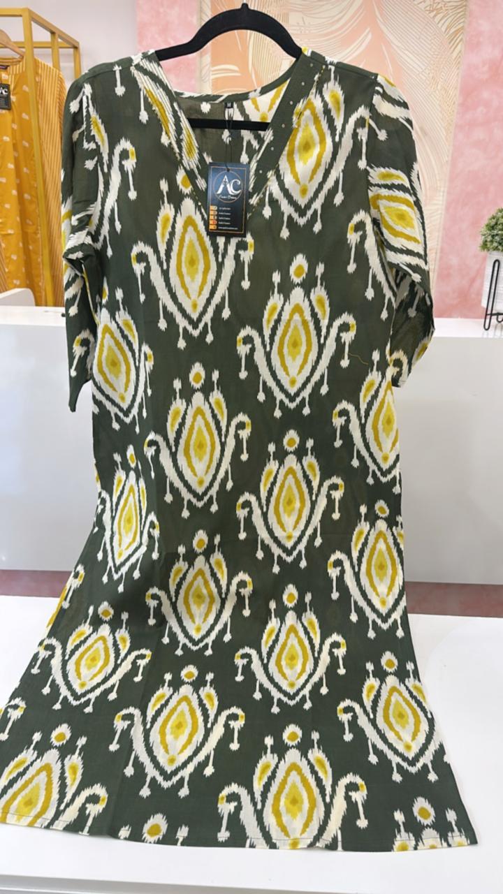 Patola V neck cotton kurta