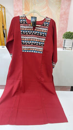 Red appliqué cotton kurta