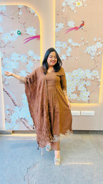 Restocked !! Pure cotton super gorgeous suit set in brown (comfort fit)