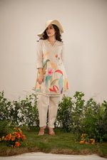 Digitally printed V neck cotton co ord set