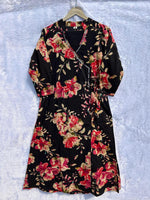 Pure cotton angrkha kurta pant in black floral