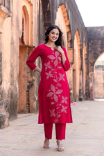 Beautiful embroidered cotton kurta pant