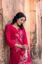 Beautiful embroidered cotton kurta pant