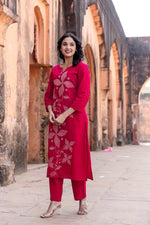 Beautiful embroidered cotton kurta pant
