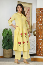 Pretty cotton embroidered kurta pant