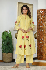 Pretty cotton embroidered kurta pant