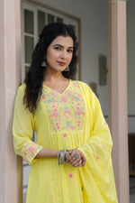 Mul cotton embroidered lining full suit