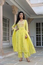 Mul cotton embroidered lining full suit